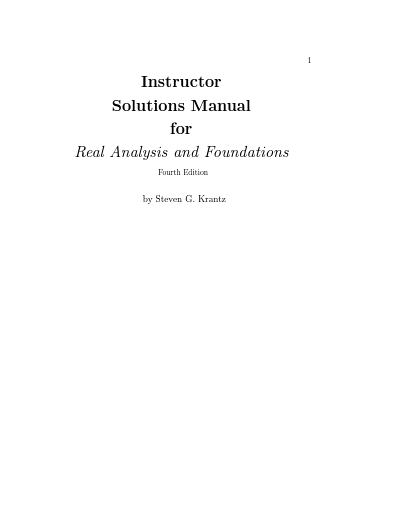 [Solution Manual] Real Analysis and Foundations (4th Edition) - PDF
